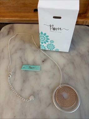 Two-Tone Circle Pendant Necklace in Silver and Rose Gold
